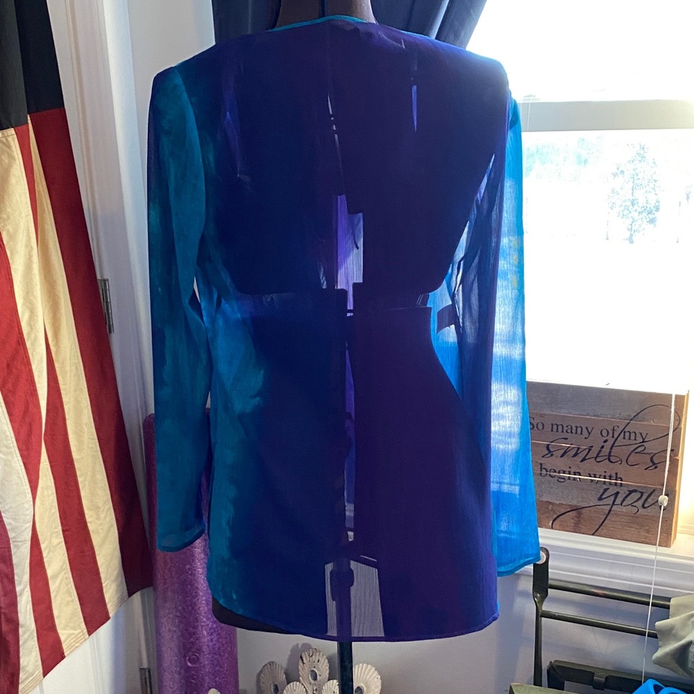 Jones New York Vibrant Blue Sheer Blouse